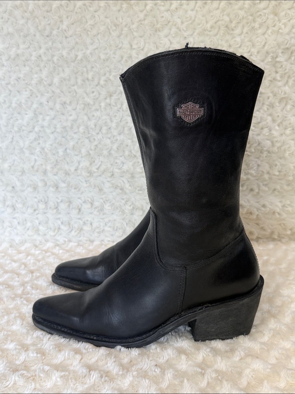 Harley-Davidson Women's Black Leather Mid-Calf Boots, sz 8.5